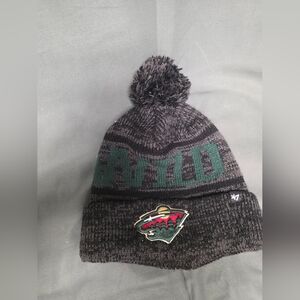 Black and Green Pom Beanie